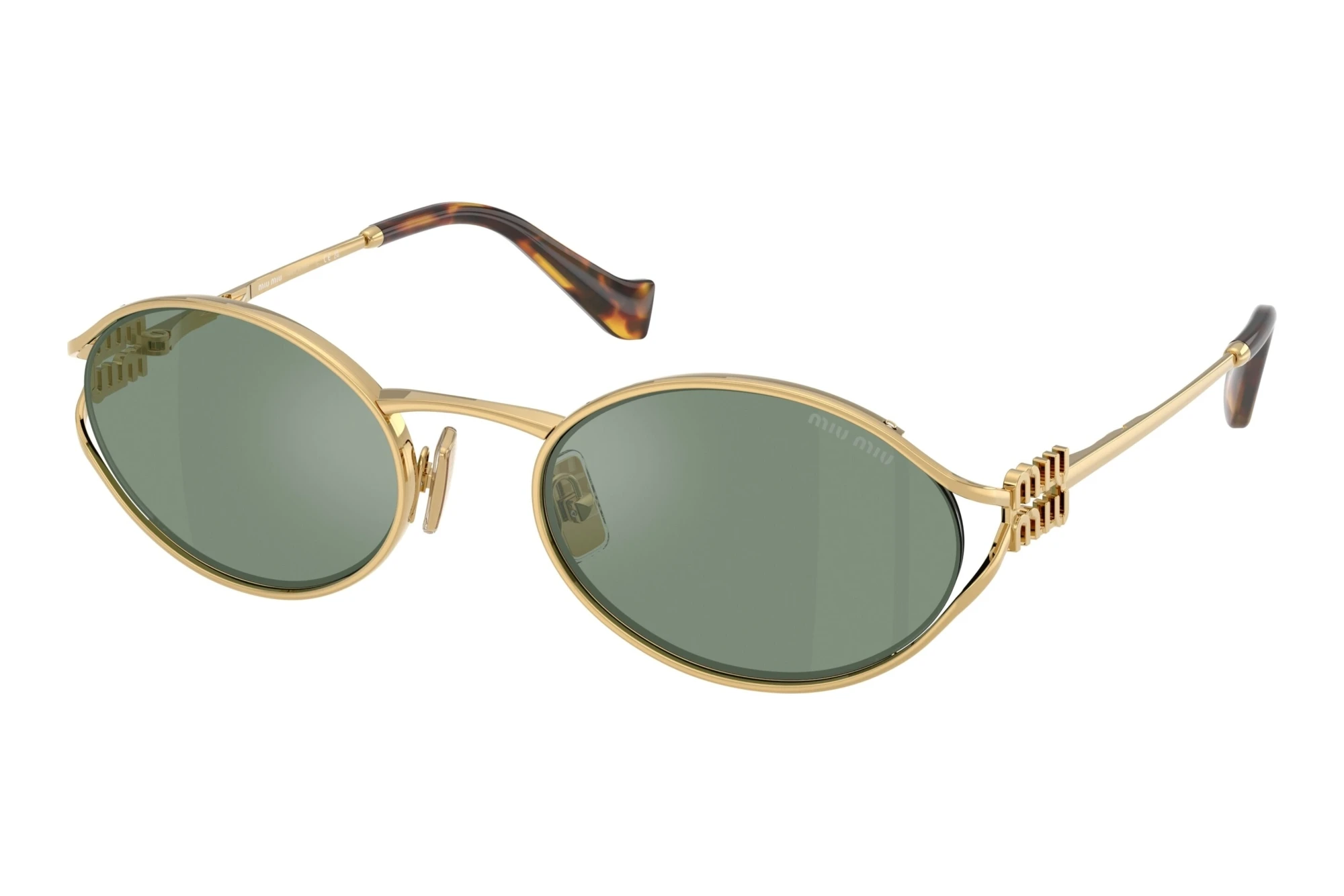 Miu Miu MU 52YS 5AK04M Green Mirror Internal SilverGold Miu Miu MU 52YS 5AK04M Green Mirror Internal SilverGold