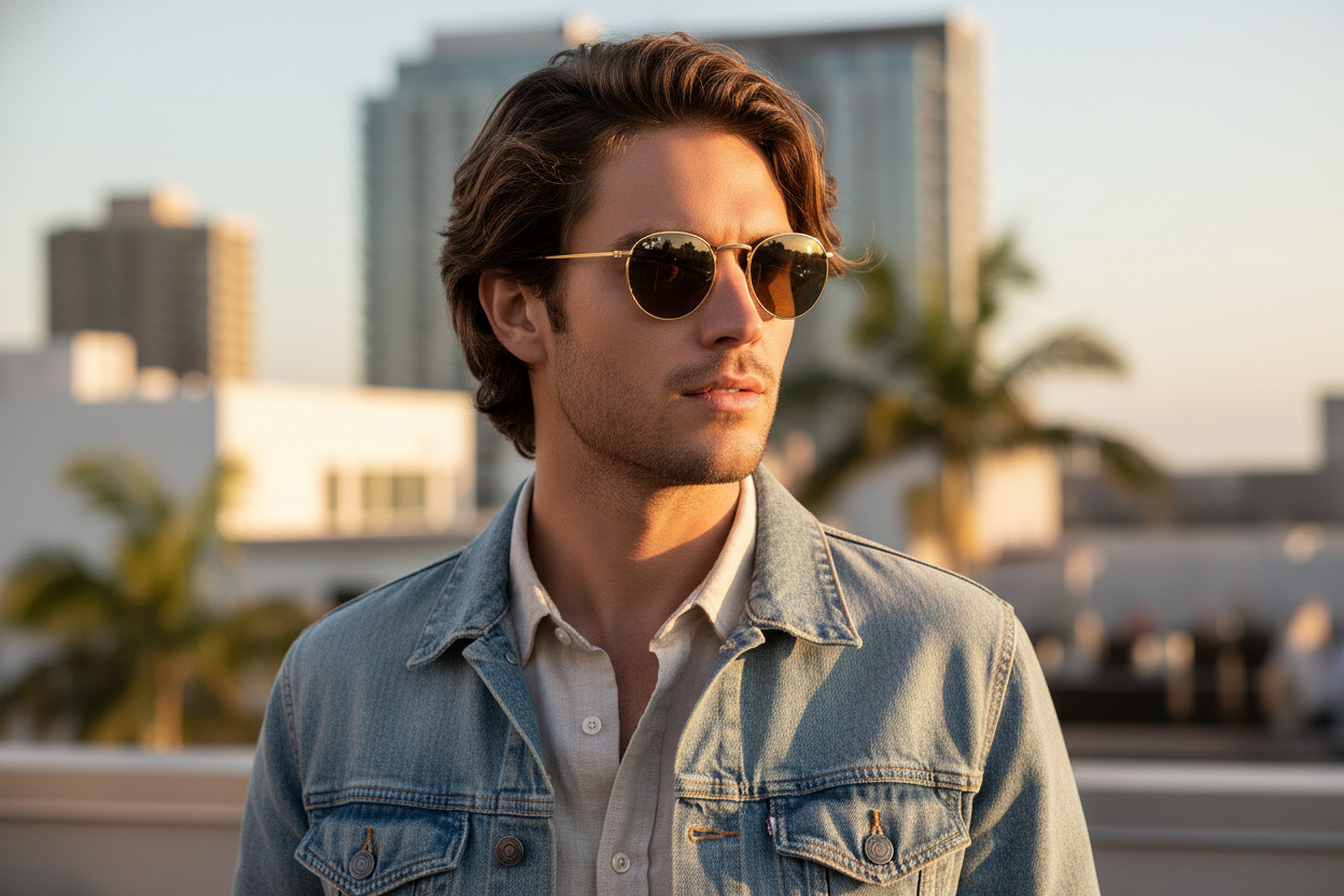 Widok z przodu Ray-Ban ROUND METAL (RB3447 - 001/G5)