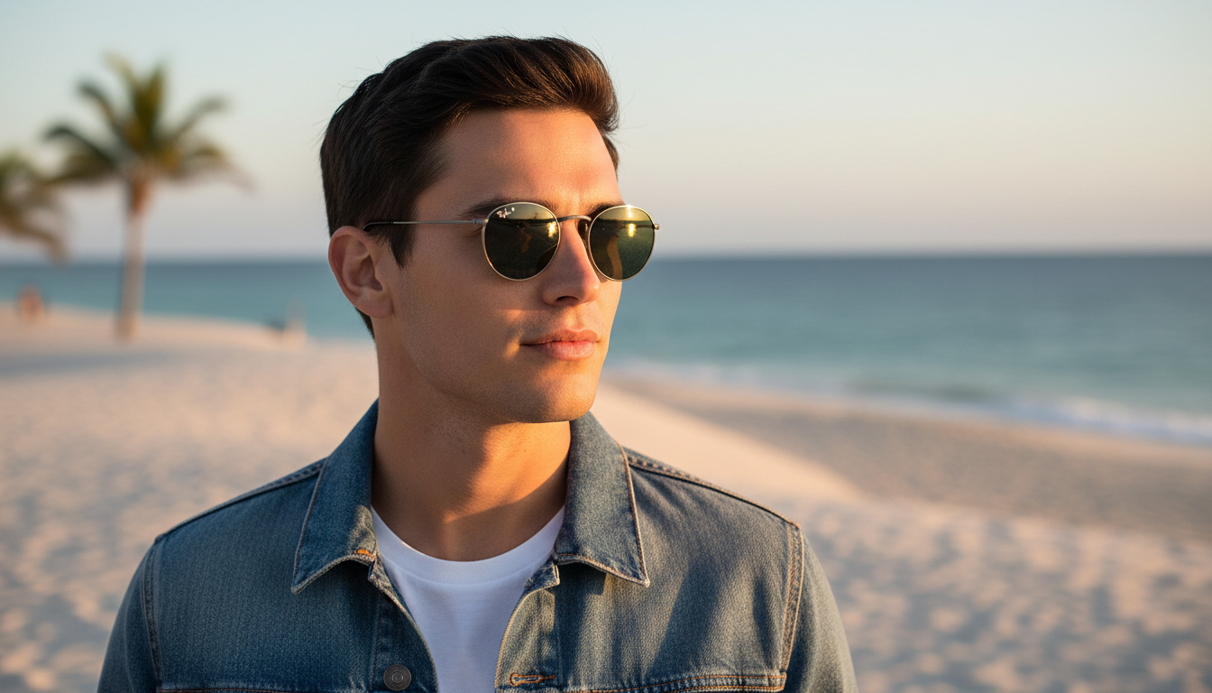 Widok z przodu Ray-Ban ROUND METAL (RB3447 - 004/G4)