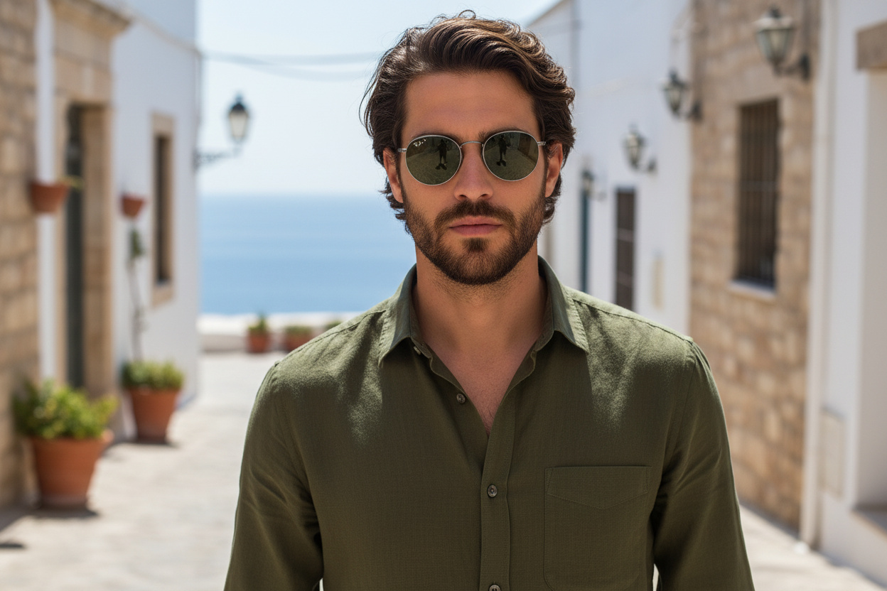Widok z przodu Ray-Ban ROUND METAL (RB3447 - 004/G4)