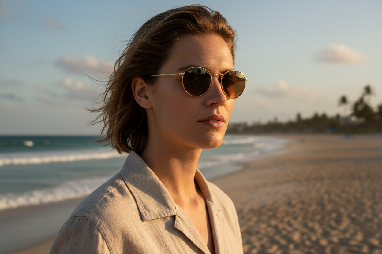 Widok z przodu Ray-Ban ROUND METAL (RB3447 - 9001A5)