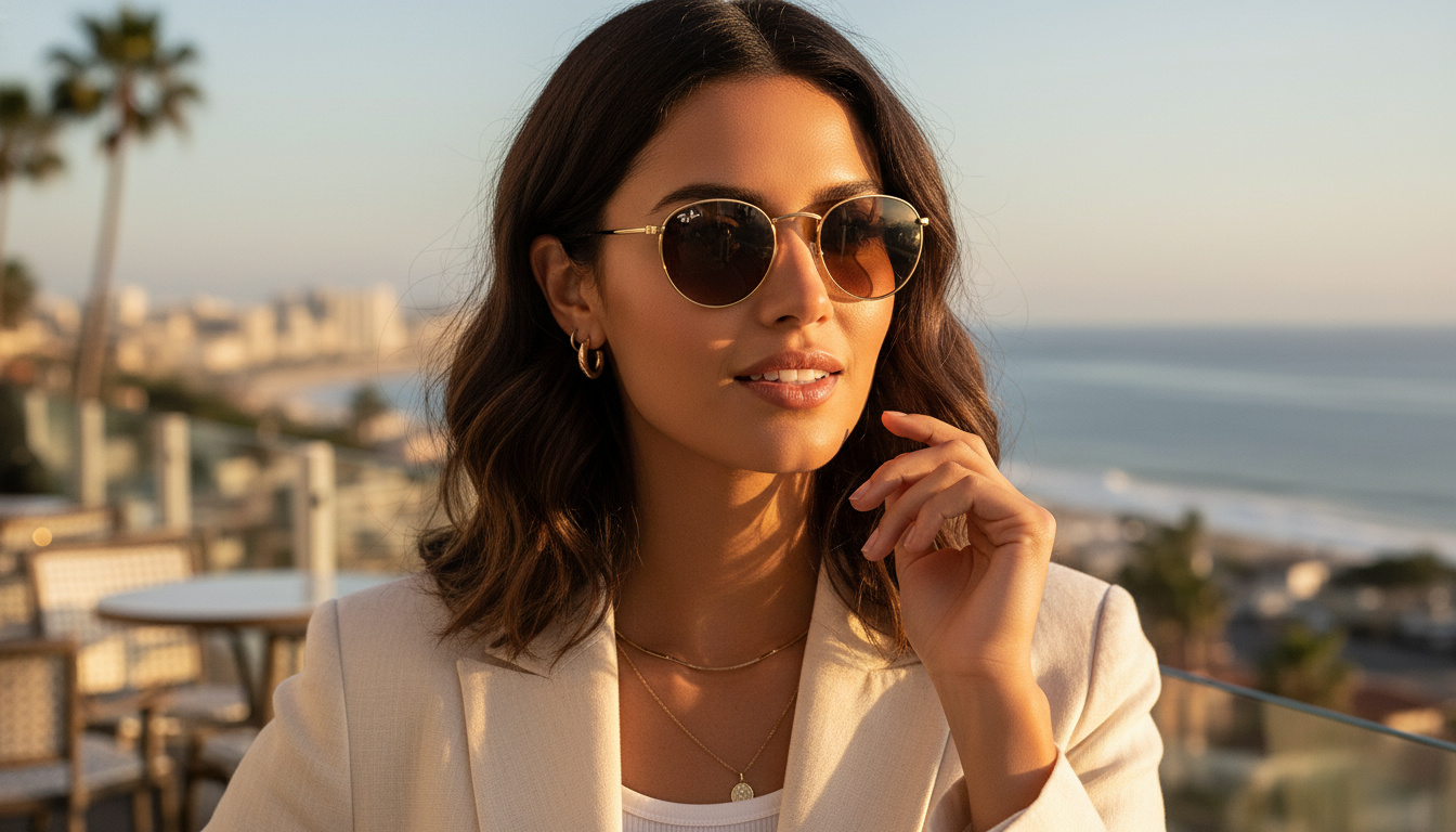 Widok z przodu Ray-Ban ROUND METAL (RB3447 - 9001A5)