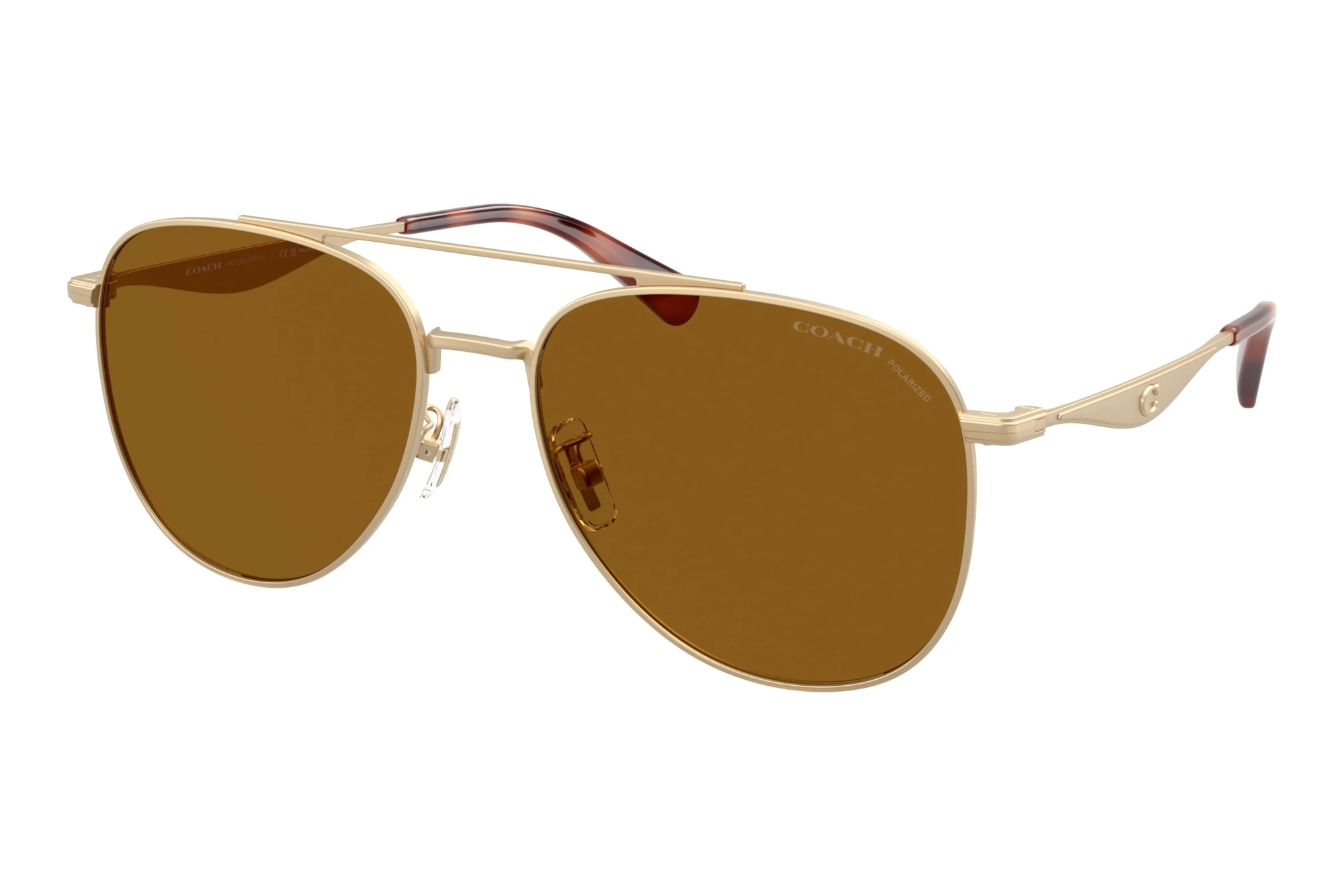 Coach   HC7190 900583 Brown Solid PolarizedSatin Light Gold