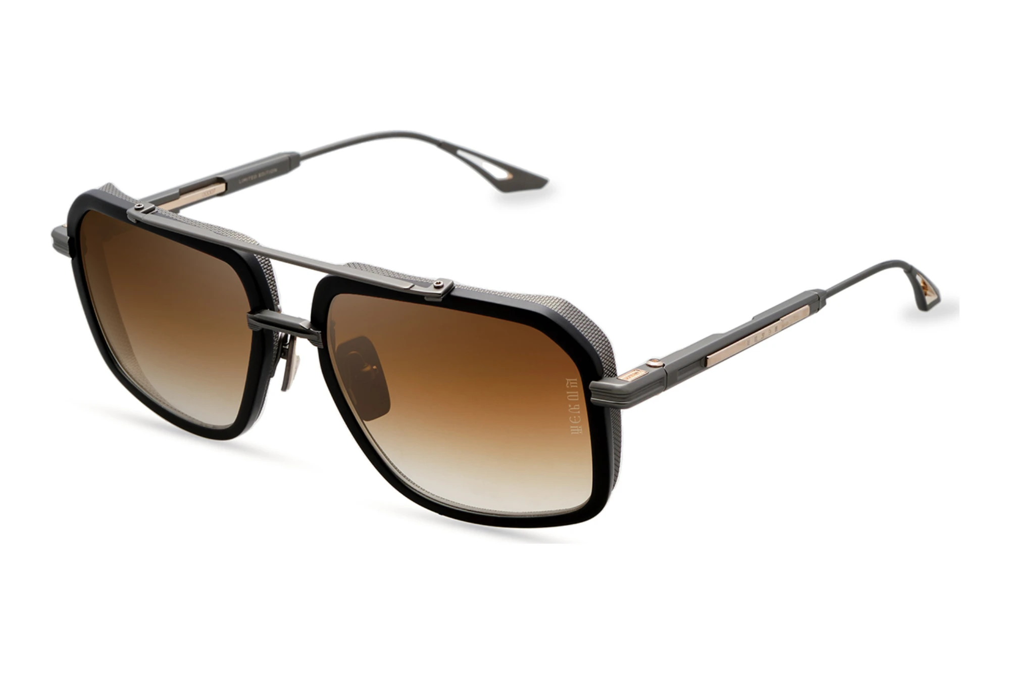 DITA-EPILUXURY   DES-013 02A DARK BROWN TO CLEAR GRADIENT - GOLD ARMATTE BLACK - BLACK IRON